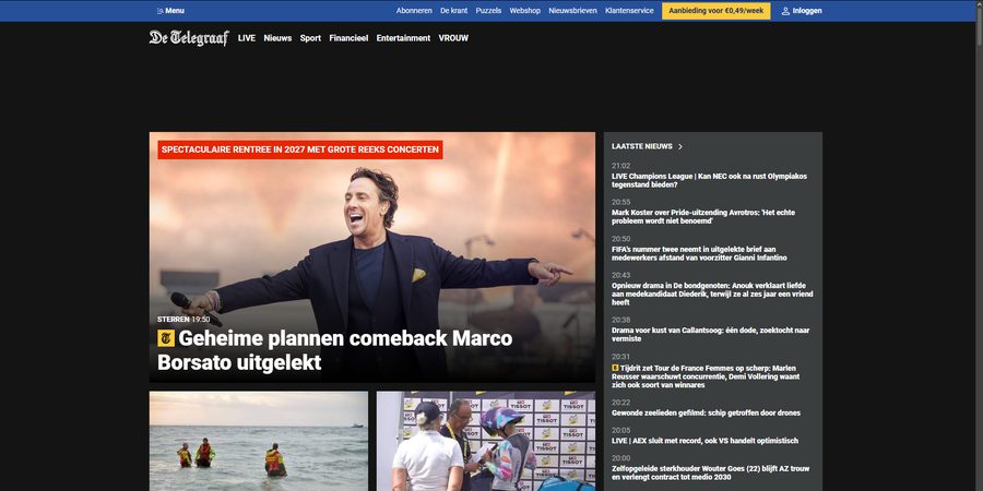 De Telegraaf news website