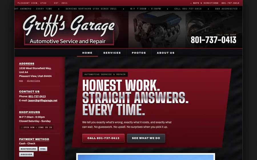 Griff’s Garage on a laptop