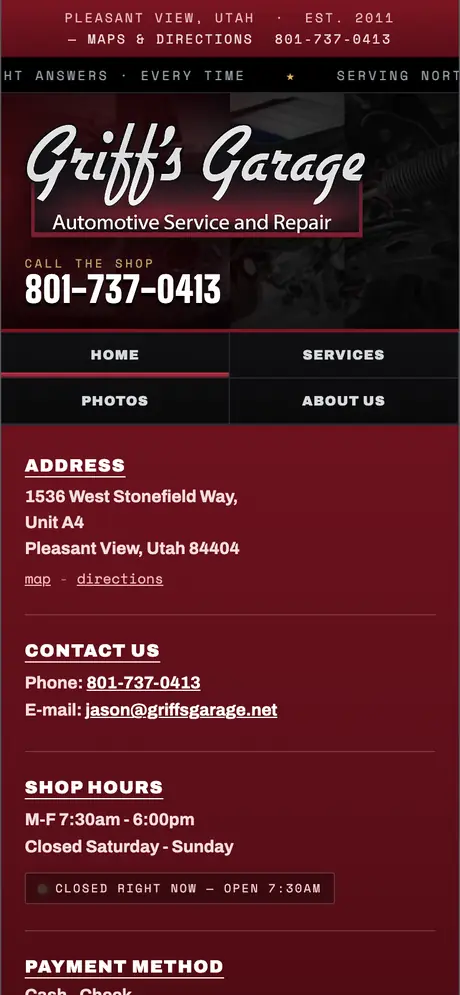 Griff’s Garage on a phone