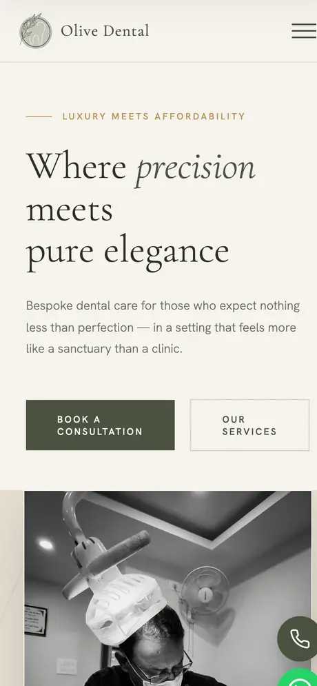 Olive Dental Clinic on a phone