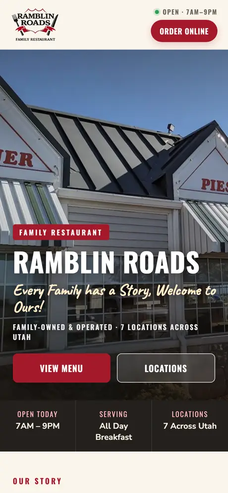 Ramblin Roads on a phone