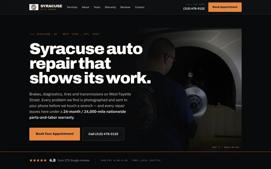Syracuse Auto Works on a laptop