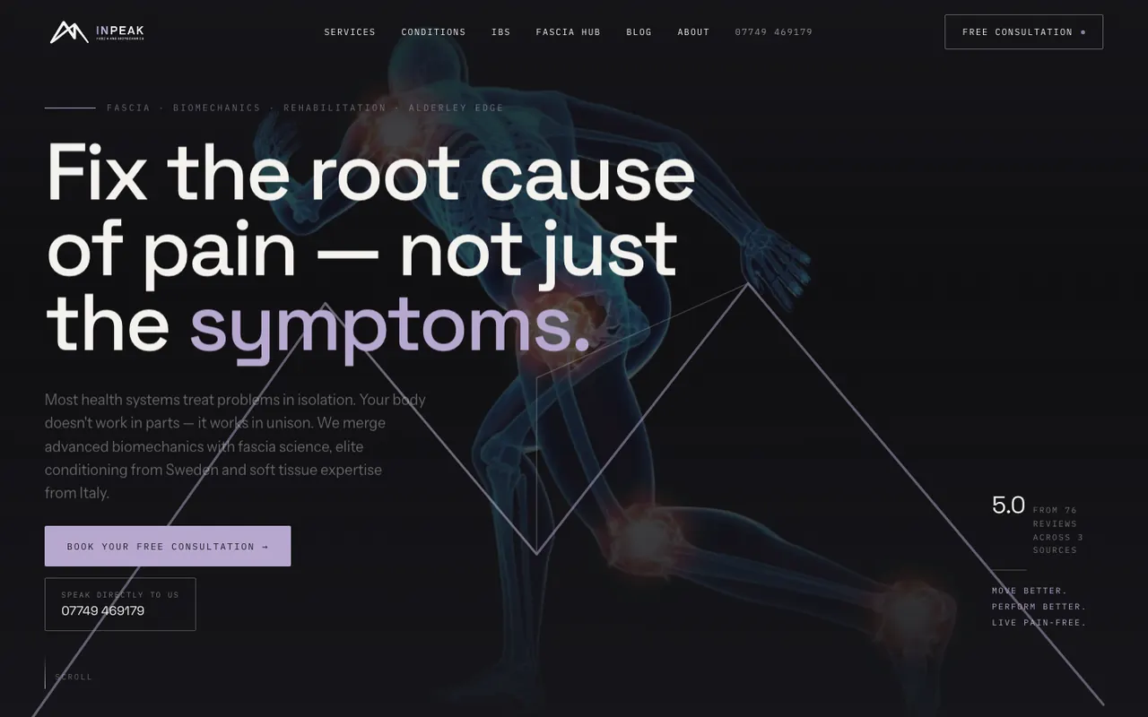 INPEAK clinic website, with client forms and a back office