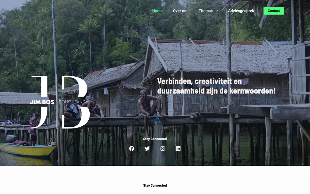 Jim Bos Consultancy website, a sustainability consultancy