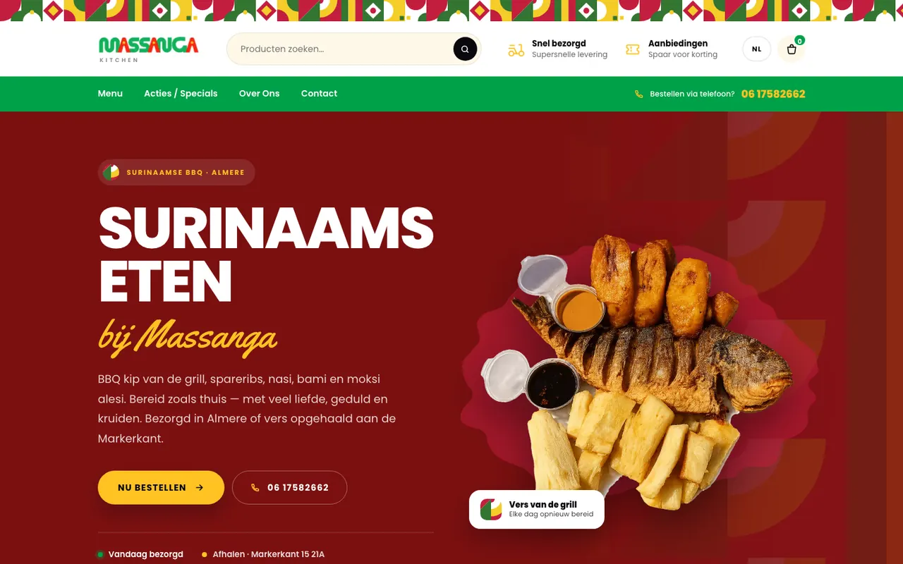 Massanga Kitchen concept homepage, a Surinamese kitchen in Almere