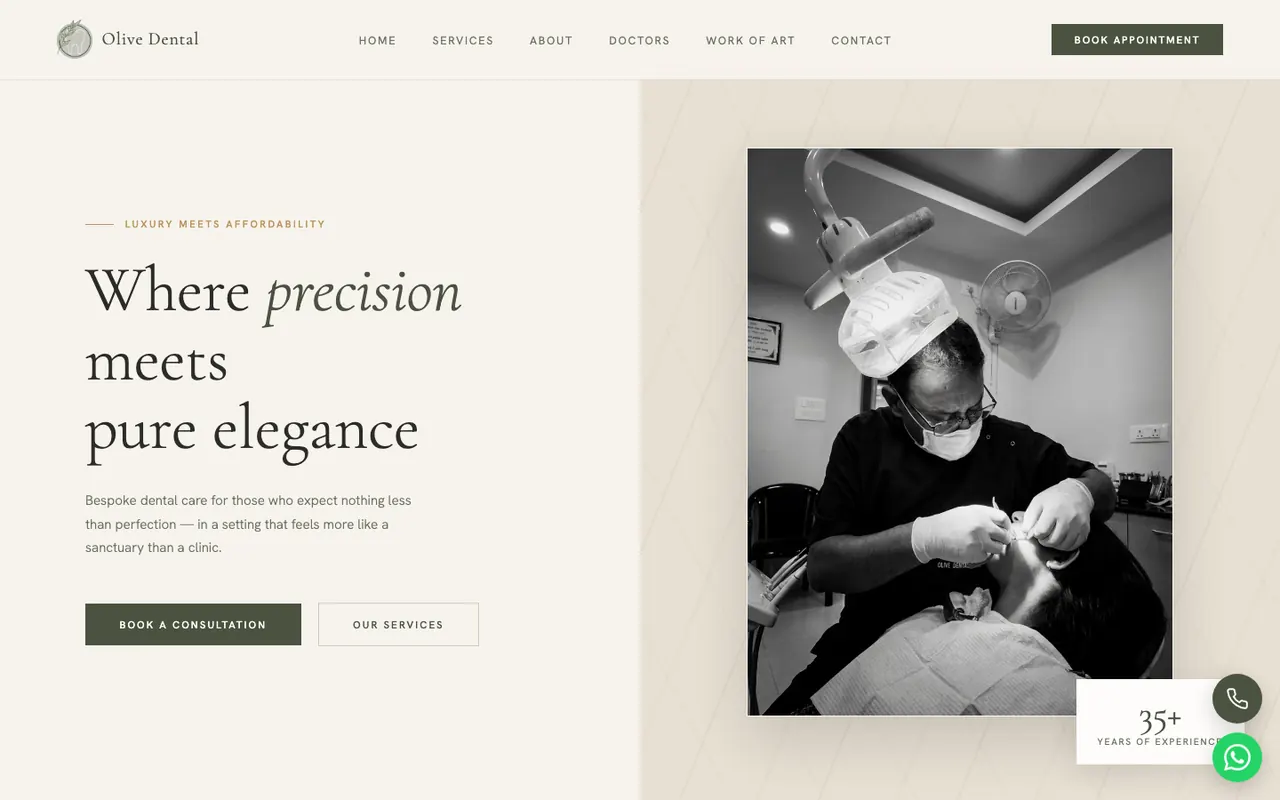 Olive Dental Clinic website, a dental clinic in Gangtok