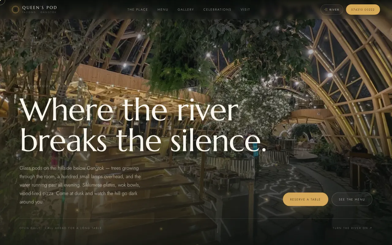 Queen’s Pod concept homepage, a restaurant in Gangtok