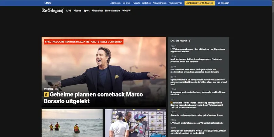 De Telegraaf news website